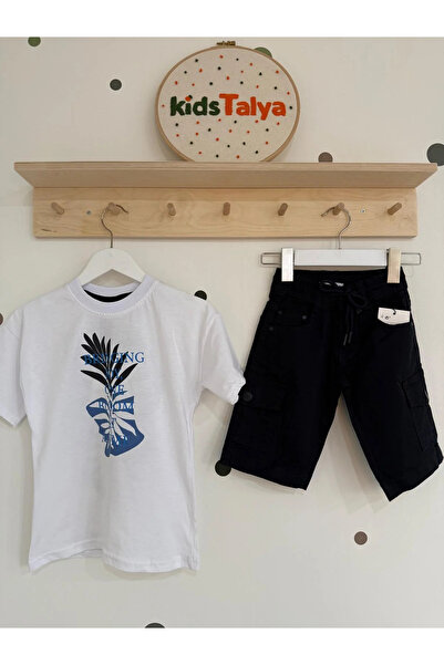 kidstalya Leaf Patterned Shorts Set
