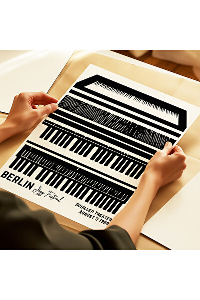 ARTHOUSECOLLECTIVE Piano Poster - Berlin Jazz Festival, Music Poster - Table Sizes Frameless Poster