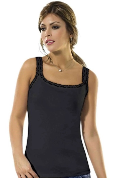 Anıt 5 Pieces Lycra Women's Jacquard Lace Strap Undershirt 92% Cotton 8% Lycra