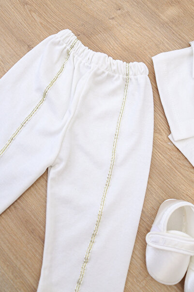 Sitilin Baby Boy White Vest and Bow Tie Mevlit Set Luxury Special Day and Mevlütlük Fancy Set 0-3 Month Stl7071