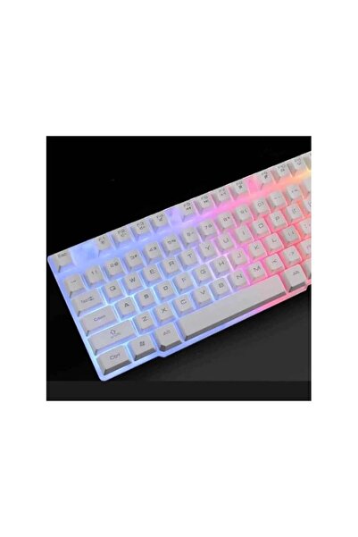 AOAS Gaming Kit Keyboard and Mouse, wired, RGB lighting, M-400 white