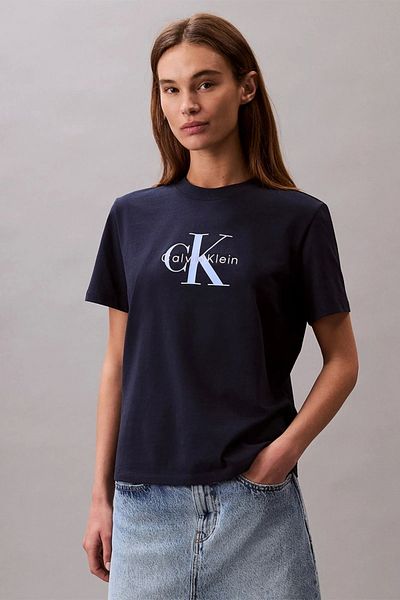 Calvin Klein Hero Ss Classic Monologo Cneck Navy Blue Women's T-Shirt