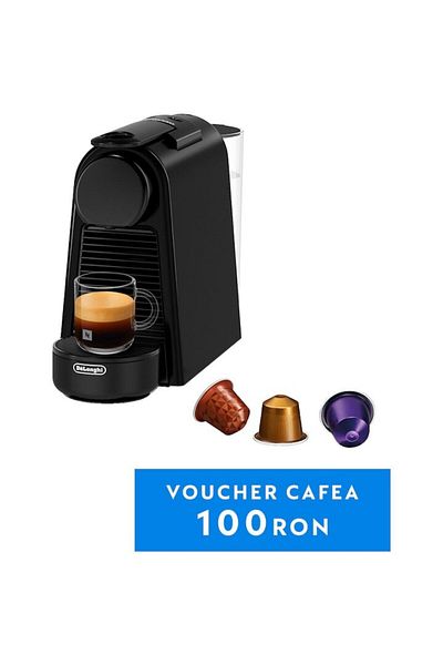 Nespresso Espressor de la De’Longhi Essenza Mini Black, 19 bar, 1260 W, 0,6 l, Negru