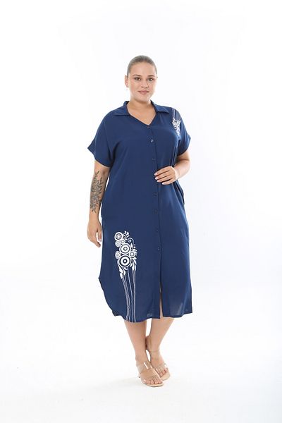 XL Modam Women's Woven Viscos Printed Short Sleeve Plus Size Dress