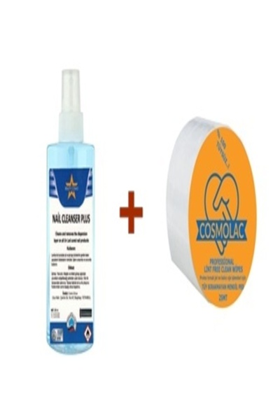 Cosmolac NAİL CLEANSER & 25 MT TÜYSÜZ RULO SİLME BEZİ ( İKİLİ SET )