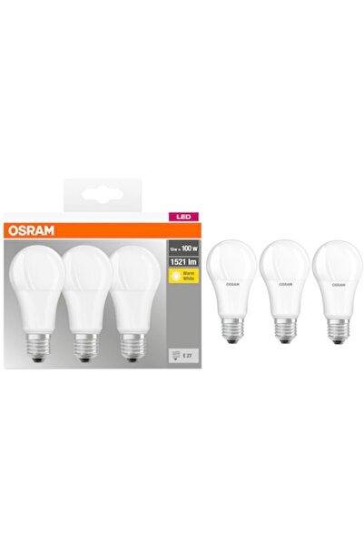Osram Set 3 becuri LED cu soclu Classic A100, E27, 13W (100W), 1521 lm, lumin...
