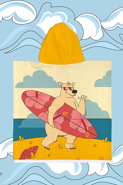 Evdek منشفة الشاطئ للأطفال من Surfer Bear