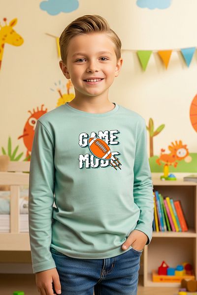 FYK KİDS Zero Collar Game Mode Printed Boy's Sweatshirt