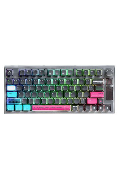QwertyKey Tastatură mecanică pentru jocuri cu 75 de terminale, Bluetooth, wireless, hotswap, RGB VIA/QMK, montată pe garnitură