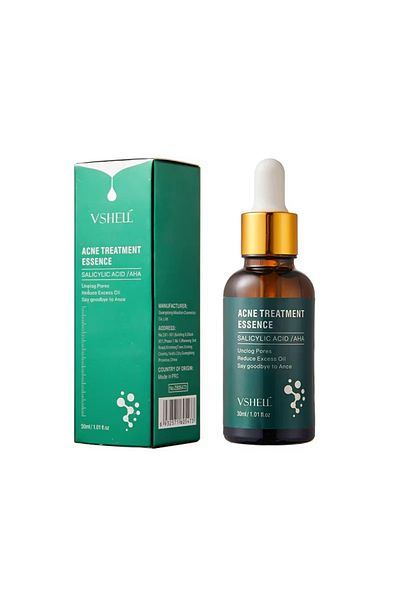 VSHELL Anti-Acne Serum with AHA + BHA (Encapsulated Salicylic Acid) , 30ml – Pore Cleansing, Scars, Sebum
