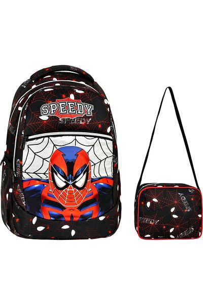 Çanta Limanı Spiderman Patterned Primary School Backpack + Lunchbox (2317)