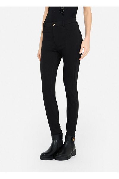 Liu Jo Women's Slim Fit Straight Leg Black1 Trousers Tf5129Js182-W9937