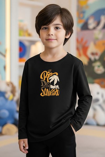 FYK KİDS Zero Collar Rio De Jenerio Printed Boy's Sweatshirt
