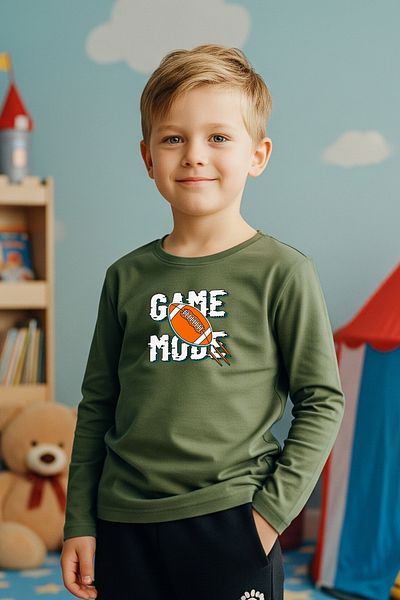 FYK KİDS Zero Collar Game Mode Printed Boy's Sweatshirt