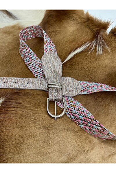 ASLIHAN KEMER Pink Silver Buckle Women's Belt