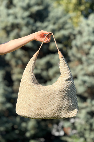 Store Бежева в'язана тканина Сумка-хобо – Об'ємна літня модель