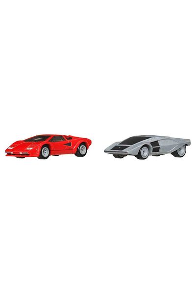 TOYFEST 1:64 مجموعة HotWheels Premium Car Culture مكونة من قطعتين لامبورغيني كونتاش Lp5000 Qv وLancia Stratos Zero