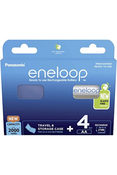 PANASONIC Baterii reîncărcabile Eneloop LR6/AA, 2000mAh, 4 buc + husă
