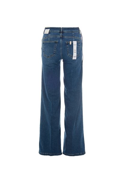 Liu Jo Women's Comfortable Fit Vintage Patterned Wide Leg Navy Blue Trousers Uf5100D0264-7L899