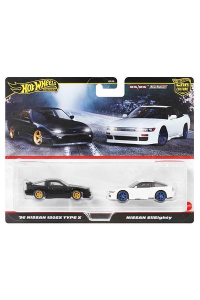 TOYFEST 1:64 هوت ويلز بريميوم كار كولتشر 2'li 96 نيسان 180sx تايب X ونيسان سيليتي