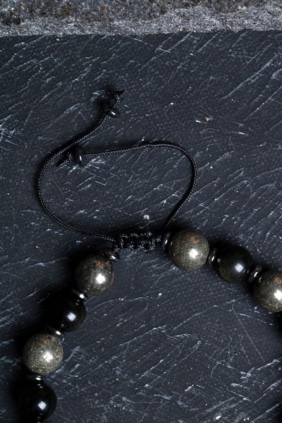 OSMANLI DOĞAL TAŞ Certified Prit, Obsidian Zircon Apparatus Natural Stone Macrame Bracelet