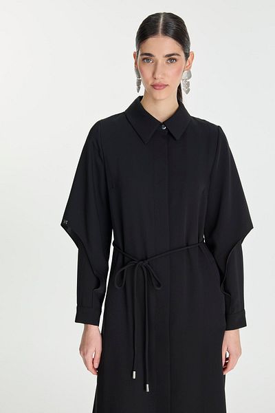Zühre Shirt Collar Hidden Button Black Wear and Go Gc-0001