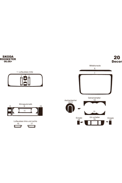 Marscockpitdesign سكودا فابيا - كونسول رومستر - توربيدو 2006 20 قطعة