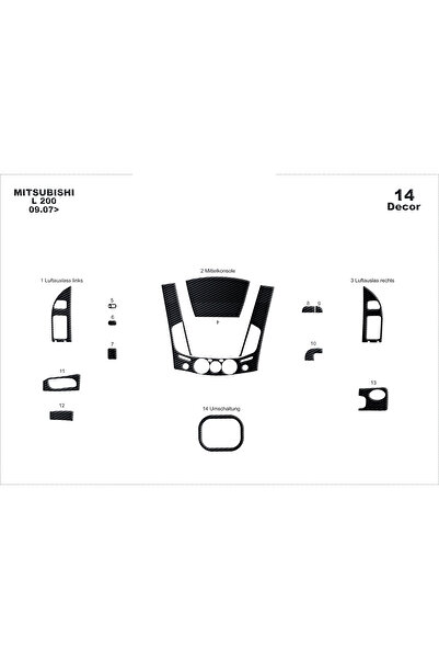 Marscockpitdesign ميتسوبيشي L200 4X2 كونسول-توربيد 2007 14 قطعة