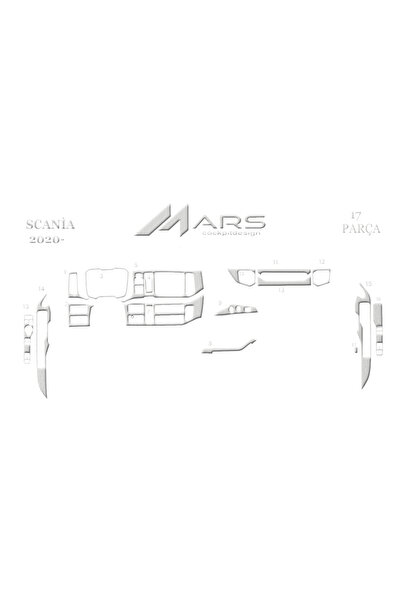 Marscockpitdesign Scania R Console-Torpedo Coating 2020- 17 قطعة