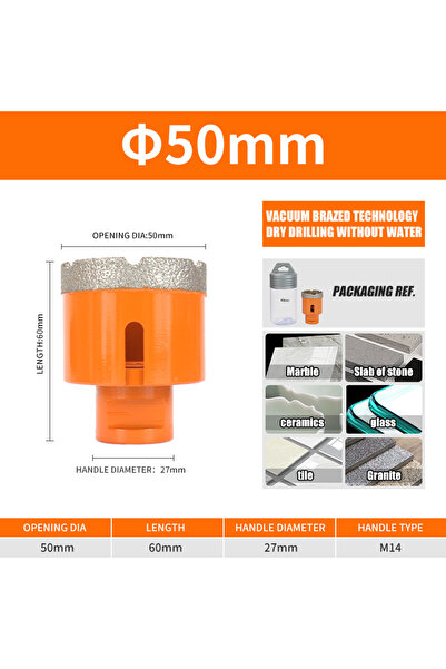Choice11 مثقاب جاف ذو قلب ملحوم بالماس 50 مم، قطعة واحدة، 6-100 مم، مناسب لثق...