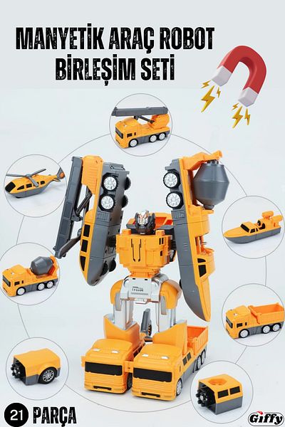 giffy Magnetic Mount Tools Set Magnetized Building Tools Boxed 21 Pieces Modular Car Boat Truck