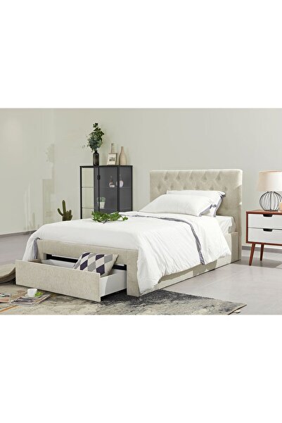 Danube Home Bacia 120x200 Teen Single Bed with Front Drawer - Beige L218xW130xH111cm