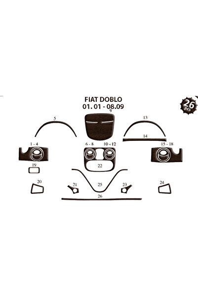Marscockpitdesign فيات دوبلو وحدة التحكم-تورد 2001-2009 26 قطعة