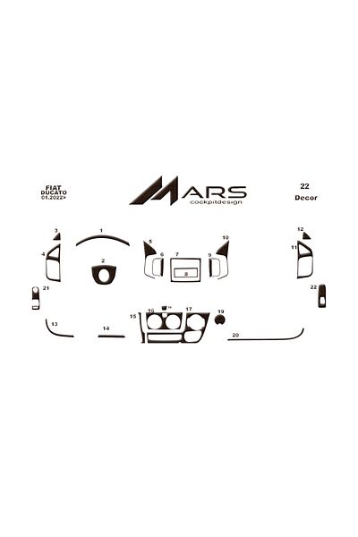 Marscockpitdesign Fiat Ducato Jumper Boxer Console-Torpedo Covering 2022- 22 Pieces