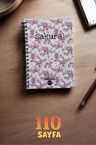 Mielibon Седмичен планер с флорален мотив сакура | Стикери за дневник 17x24 см 110 страници
