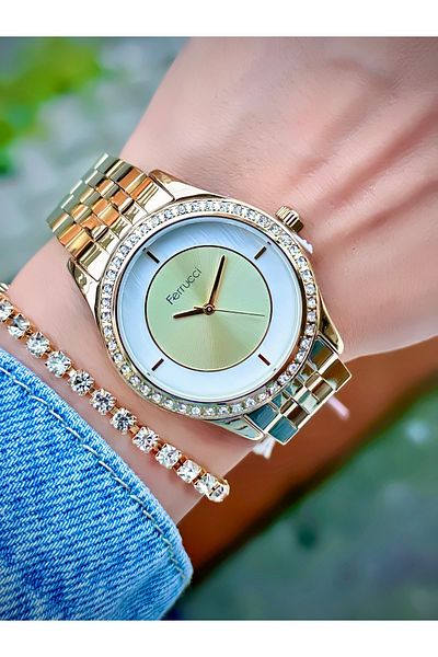 Ferrucci Women's Wristwatch Steel Cord 3 Atm Water Resistant Bracelet Gift Stoned Model