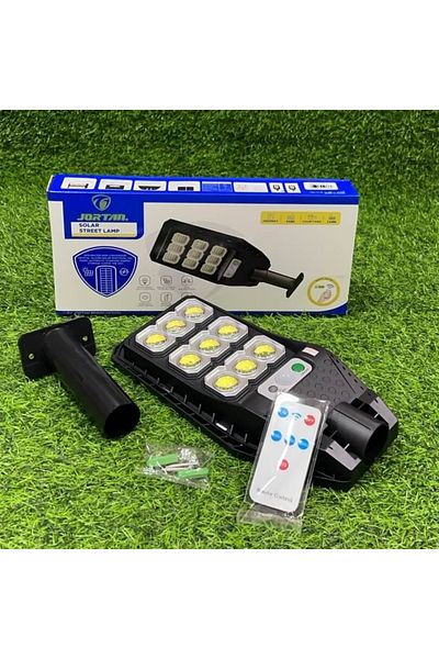 divendi-ro Solar street lamp with remote control, Jortan, 100W, 6500k, IP66, motion sensor, bracket, 9 dials