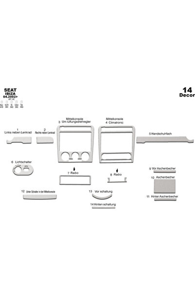 Marscockpitdesign غطاء وحدة التحكم سيات إيبيزا 14 قطعة بين 2002 - 2010