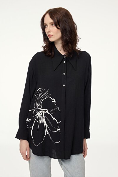 Zühre Sa deznom Crna košulja dugih rukava G-0110