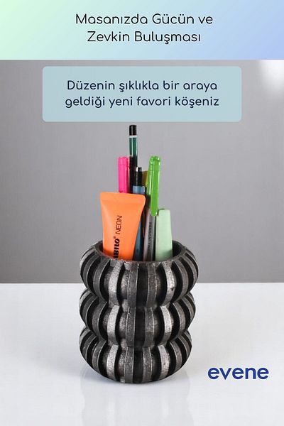Evene Θήκη για στυλό Επιτραπέζια θήκη για στυλό Organizer Θήκη για στυλό Ασημί Αντίκα Χρώμα Μοντέλο 75