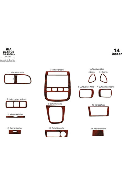 Marscockpitdesign كيا كلاروس وحدة التحكم-توبيردو 1998 14 قطعة