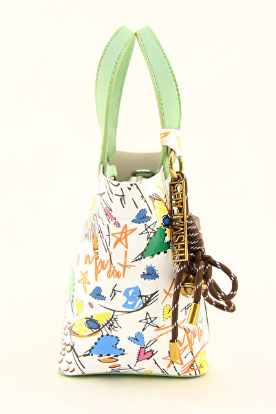 HNB Women's Mint Monogram Printed Mini Bucket Bag