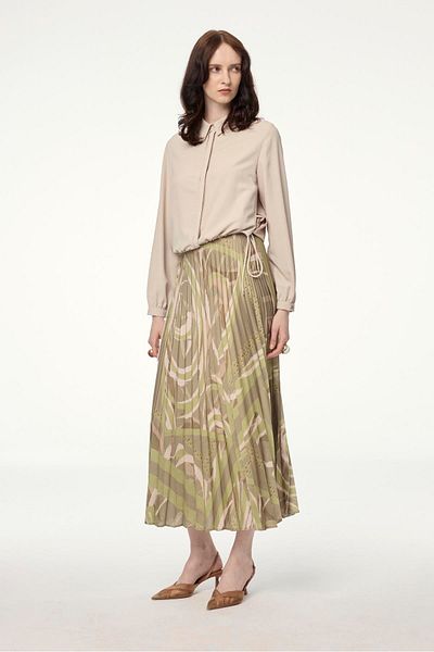 Zühre Beige Blouse with Sleeve Detail and Elastic Waist B-0135