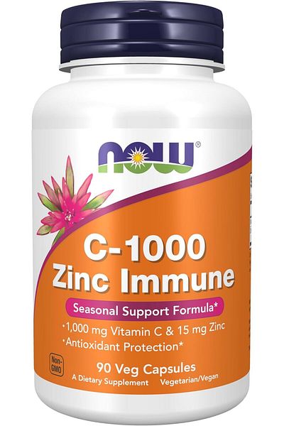 Now Foods Supplements C-1000 Vitamin & Zinc Immune Support Antioxidant Protection 90 Veg Caps