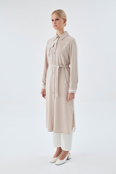 Zühre Beige Wear and Go with Belt and Pocket Detail Gc-0247