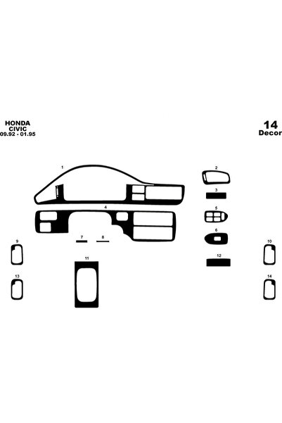 Marscockpitdesign هوندا سيفيك وحدة التحكم-توبيردو 1992-1995 14 قطعة