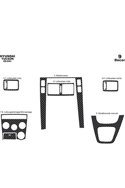 Marscockpitdesign Hyundai Tucson Dashboard Console Cover 2004-2010 9 Pieces