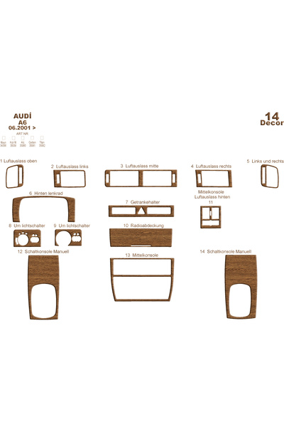 Marscockpitdesign أودي A6 وحدة التحكم-توبيردو 2001-2004 14 قطعة