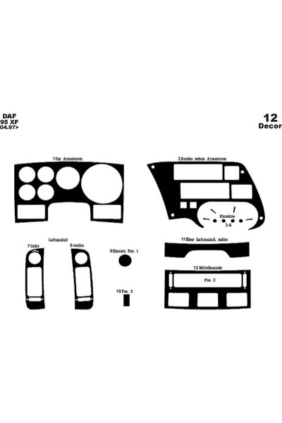 Marscockpitdesign Daf 95 XF وحدة التحكم-توبسيد 1997 12 قطعة