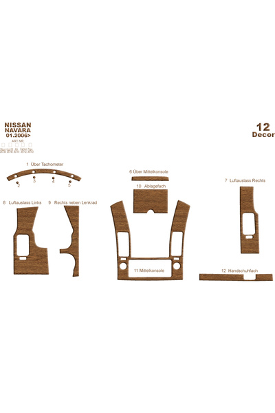 Marscockpitdesign نيسان نافارا بيانو أسود مطلي 2006-2010 12 قطعة
